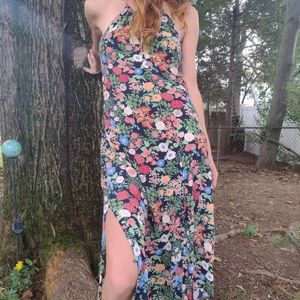 ZARA floral slit midi dress